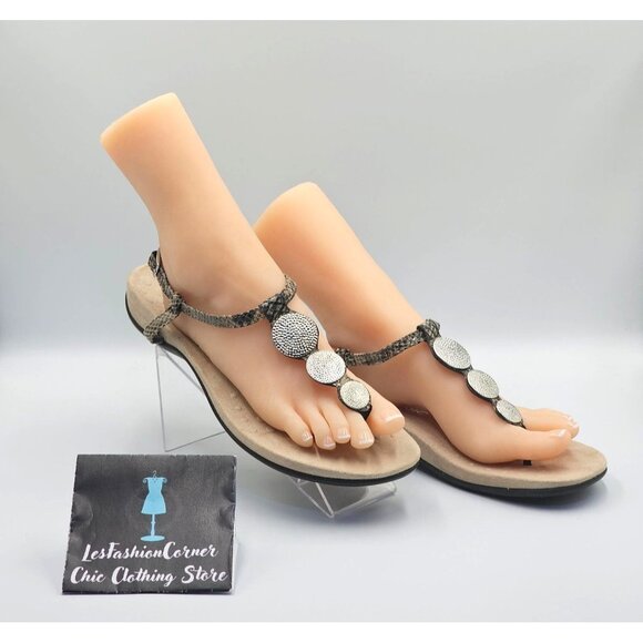 Vionic Women's Snake Print Lizbeth T-strap Orthotic Sandal Sz 11 2525 - Picture 4 of 16